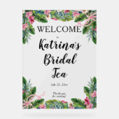 熱帯葉 |ピンクフローラブライダルティーシャワー アクリルサイン (正面)