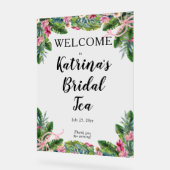 熱帯葉 |ピンクフローラブライダルティーシャワー アクリルサイン (傾斜)