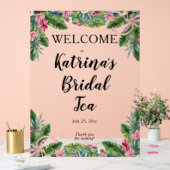 熱帯葉 |ピンクフローラブライダルティーシャワー アクリルサイン (ウェディング)