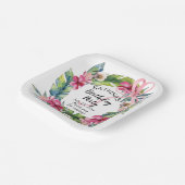 熱帯葉 |ピンクフローラ誕生日パーティー ペーパープレート (傾斜あり)