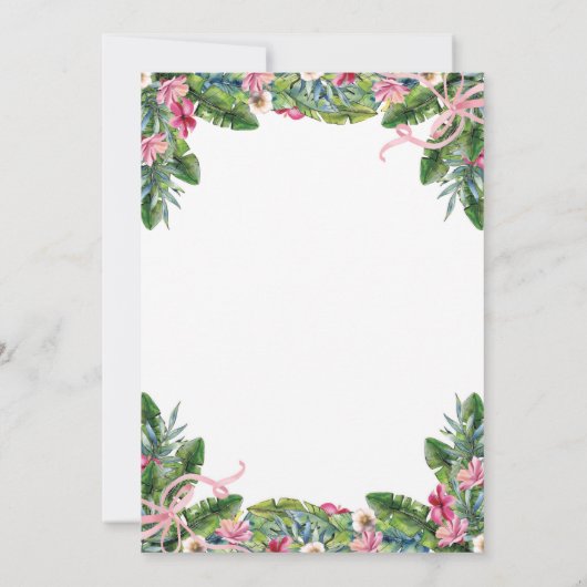 熱帯葉 |ピンクフローラ60th誕生日パーティー 招待状 (裏面)