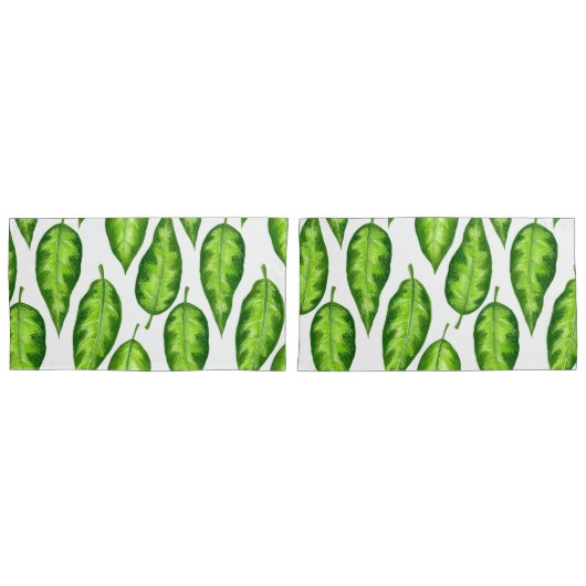 熱帯葉 枕カバー (正面-セット)