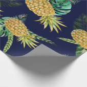熱帯葉、水彩画のパイナップルパターン ラッピングペーパー (角)