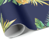 熱帯葉、水彩画のパイナップルパターン ラッピングペーパー (ロールコーナー)