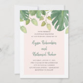 熱帯葉|赤面とグリーン結婚の 招待状 (正面)