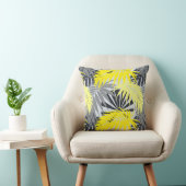 熱帯葉(黄と灰色) クッション (椅子)