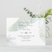 熱帯葉QRコード横結婚線 招待状 (スタンド正面)