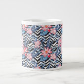 熱帯蓮の花模様 ジャンボコーヒーマグカップ (正面)