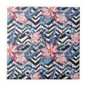 熱帯蓮の花模様 タイル (正面)