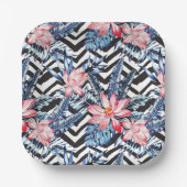 熱帯蓮の花模様 ペーパープレート (正面)