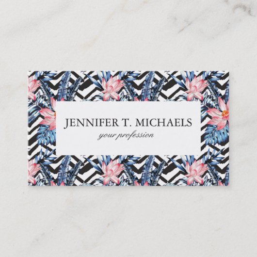 熱帯蓮の花模様 名刺 (正面)
