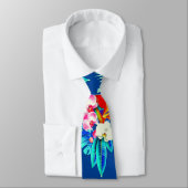 熱帯蘭とヤシ葉のハワイアンフローラ ネクタイ (タイ)