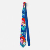 熱帯蘭とヤシ葉のハワイアンフローラ ネクタイ (正面)