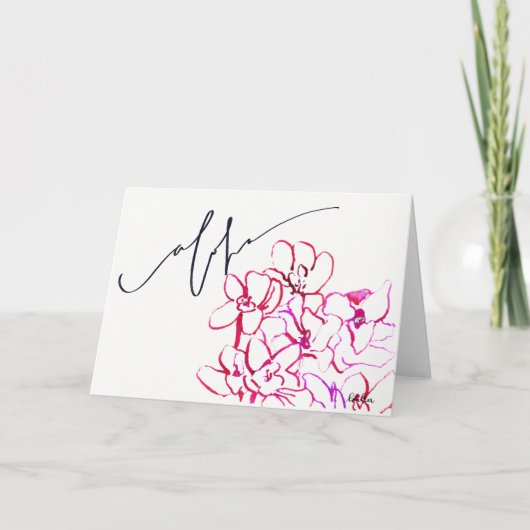 熱帯蘭のブランクのメッセージカードと"アロハ"言って下さい カード (正面)