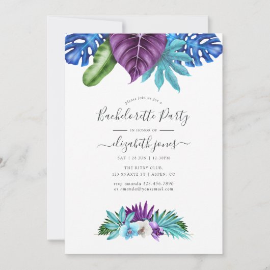 熱帯蘭の幾何学的バチェロレッテ 招待状 (正面)