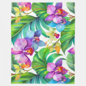 熱帯蘭の模様 フリースブランケット (正面)