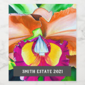 熱帯蘭の水の色のアートワインラベル ワインラベル (シングルラベル)