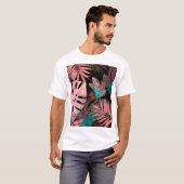 熱帯蘭の水の色のシームレスなパターン Tシャツ (正面フル)