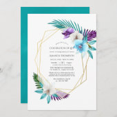 熱帯蘭の生物の幾何学的お祝い 招待状 (正面/裏面)