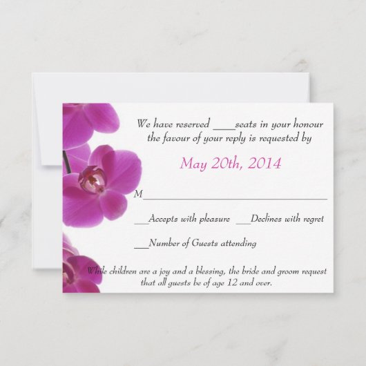 熱帯蘭の結婚式招待状の応答カード 出欠カード (裏面)