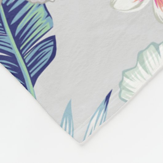 熱帯蘭の花の模様 フリースブランケット (角)