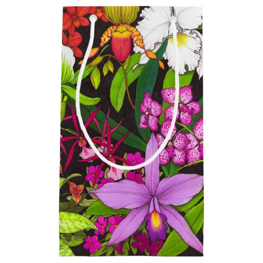 熱帯蘭の花園のギフトバッグ スモールペーパーバッグ (正面)