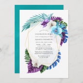 熱帯蘭ライフInvの幾何学的お祝い 招待状 (正面/裏面)