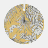 熱帯蘭：版木、銅版、版画ヴィンテージパターン ガラスオーナメント (裏面)