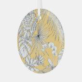 熱帯蘭：版木、銅版、版画ヴィンテージパターン ガラスオーナメント (正面左)