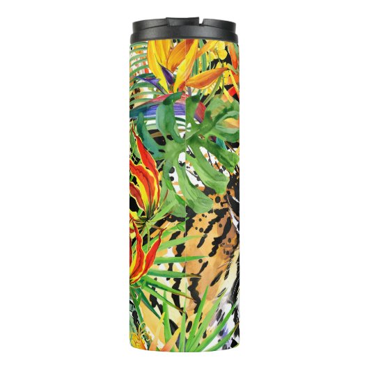 熱帯虎の水色ジャングルパターン タンブラー (裏面)