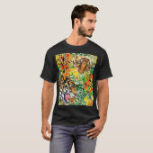 熱帯虎の水色ジャングルパターン Tシャツ (正面フル)