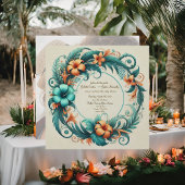 熱帯虹色ラウンドフレーム結婚式招待状 シーズンカード