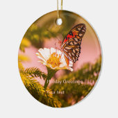 熱帯蝶とクリスマスツリーの休日 セラミックオーナメント (左)