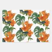 熱帯蝶の動物のギフトラップセット3 ラッピングペーパーシート (正面2)