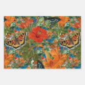 熱帯蝶の動物のギフトラップセット3 ラッピングペーパーシート (正面)