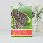 熱帯蝶の葉の上の自然写真フラット サンキューカード (スタンド正面)