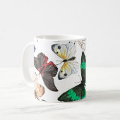 熱帯蝶：カラフルの水色パターン。 コーヒーマグカップ (正面左)