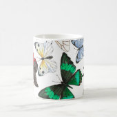 熱帯蝶：カラフルの水色パターン。 コーヒーマグカップ (中央)