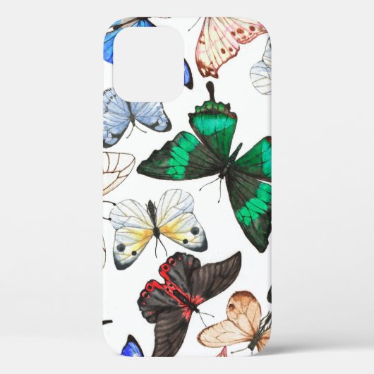 熱帯蝶:カラフルの水色パターン。 Case-Mate iPhoneケース (裏面)