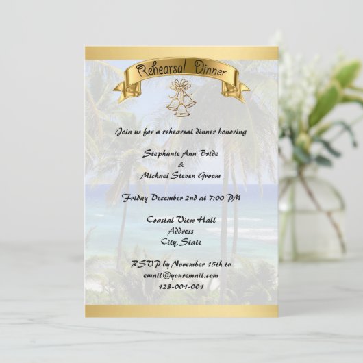 熱帯行先の結婚式のリハーサルカード 招待状 (スタンド正面)