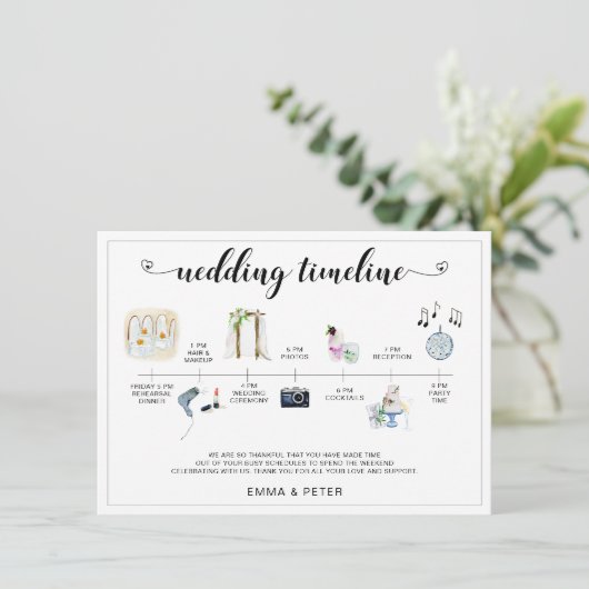 熱帯行先結婚式のタイムラインスケジュール (スタンド正面)