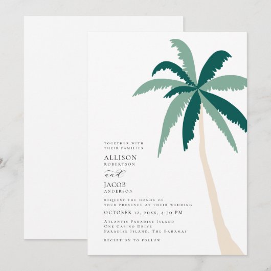 熱帯行先結婚式 招待状 (正面/裏面)