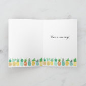 熱帯誕生日パイナップルパターン |グリーティングカード カード (内部)