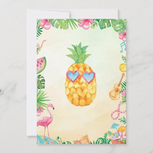 熱帯誕生日招待状ハワイアン招待状 招待状 (裏面)