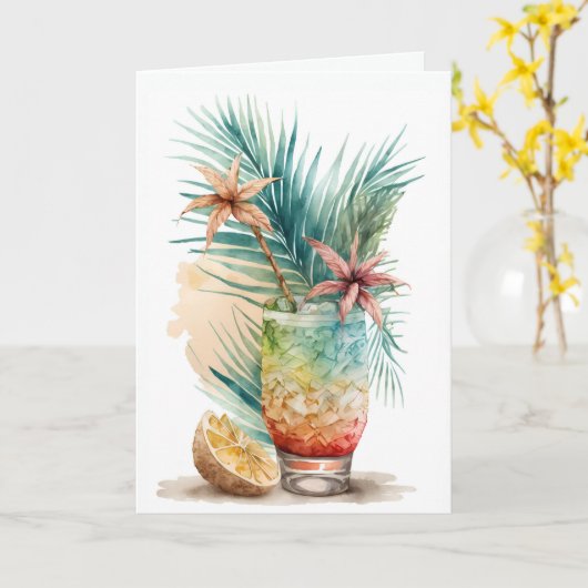 熱帯誕生日飲料 カード (黄色い花)