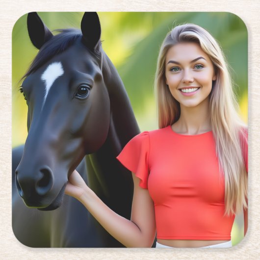 熱帯調和：ヘレナと彼女の馬 スクエアペーパーコースター (正面)