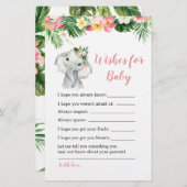 熱帯象の女の子の赤ちゃんシャワーの願いベビー (正面/裏面)