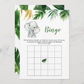 熱帯象の少年の赤ちゃんシャワービンゴゲーム 招待状 (正面/裏面)