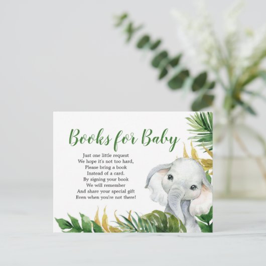 熱帯象の少年の赤ちゃんシャワーベビー インビテーションポストカード (スタンド正面)
