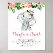 熱帯象ガールベビーシャワーおしゃぶり狩り ポスター (正面)
